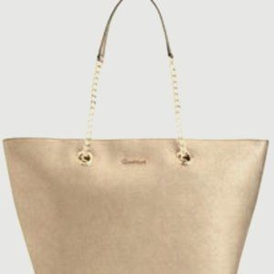 CALVIN KLEIN SAFFIANO GOLD LEATHER TOTE